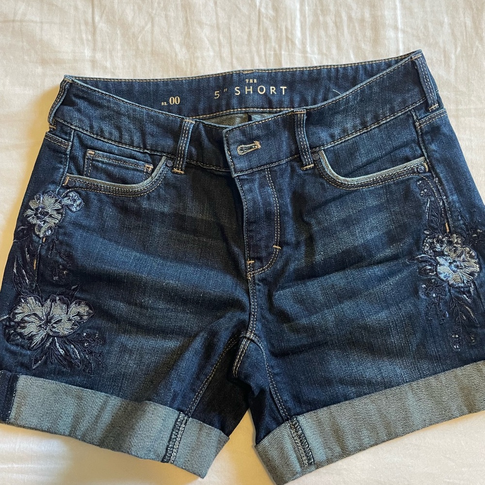 White House Black Market Blue Jean Shorts with Rolled Hems